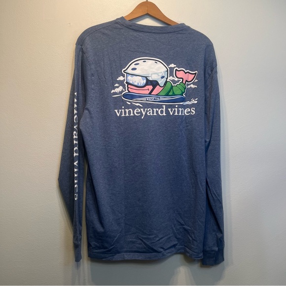 Vineyard Vines Men’s Blue Long Sleeve Pocket T Shirt Size  M Medium Snowboarding - Picture 6 of 9